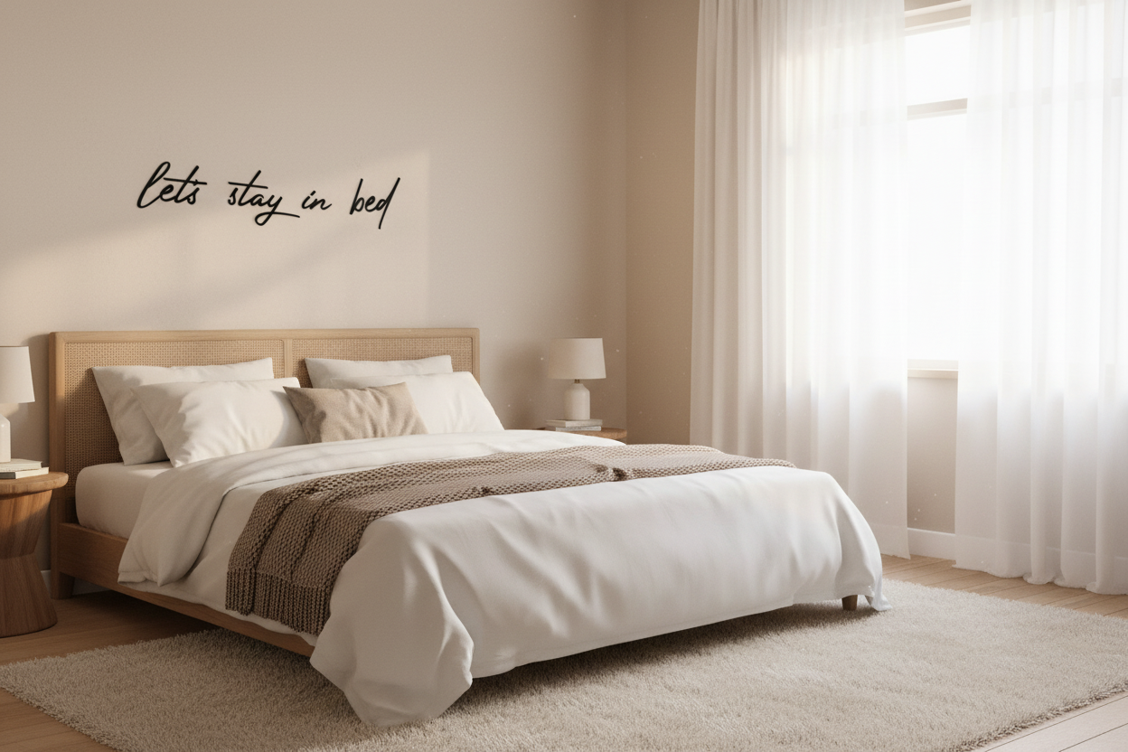 Let's Stay in Bed - Bold Cursive 3D Printed Wall Art