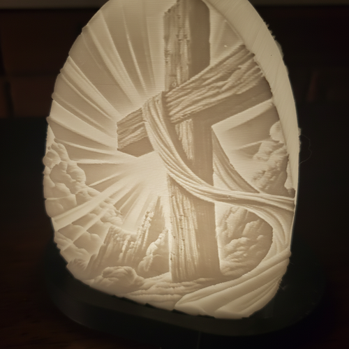 Christian Cross Lithophane Detail