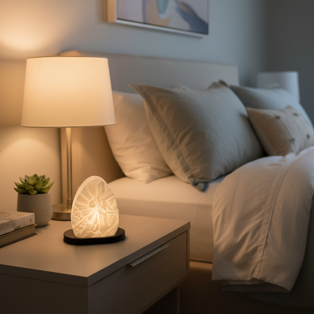 Christian Cross Lithophane on Nightstand