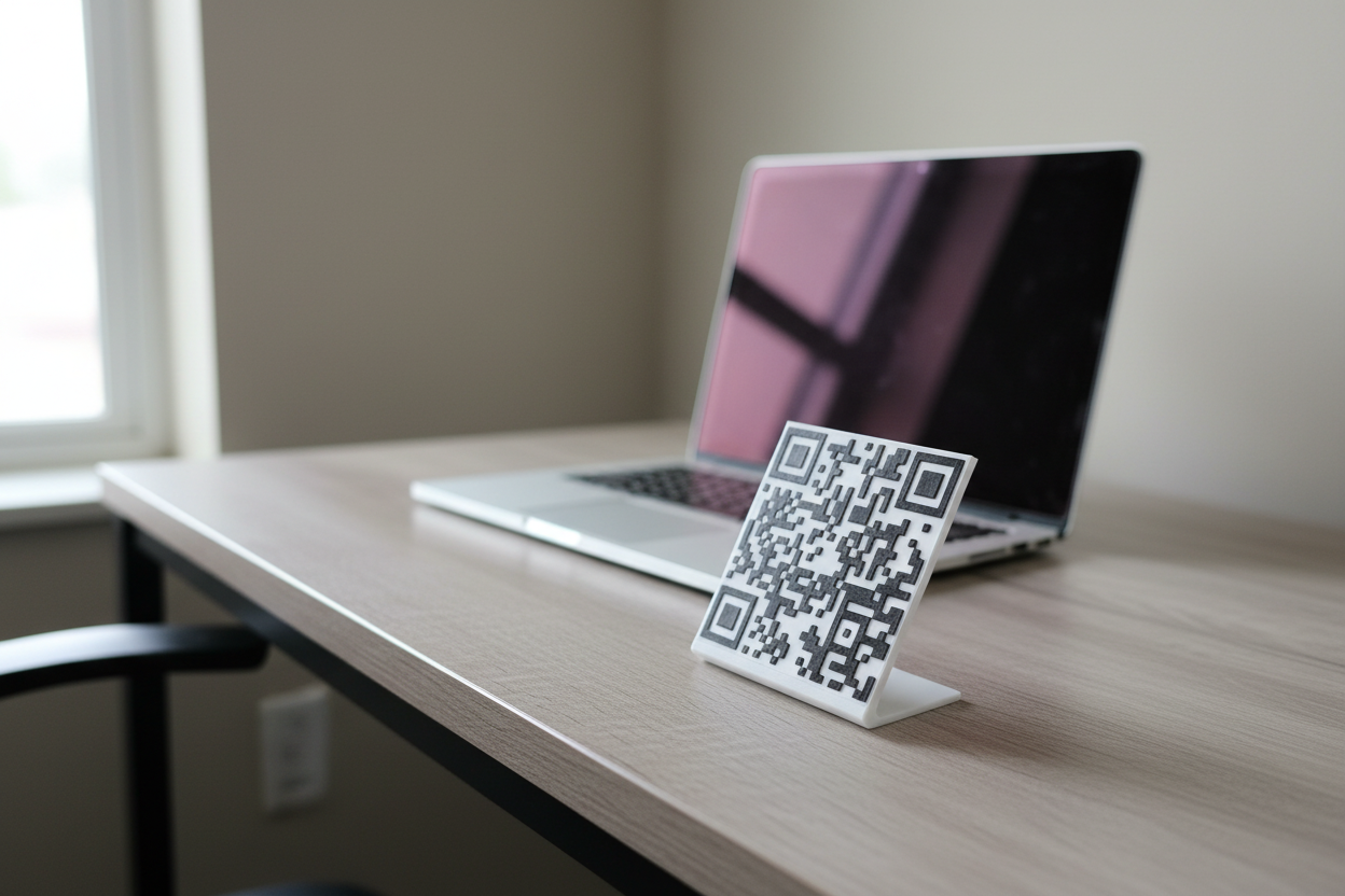 QR Code Stand - Office Setup
